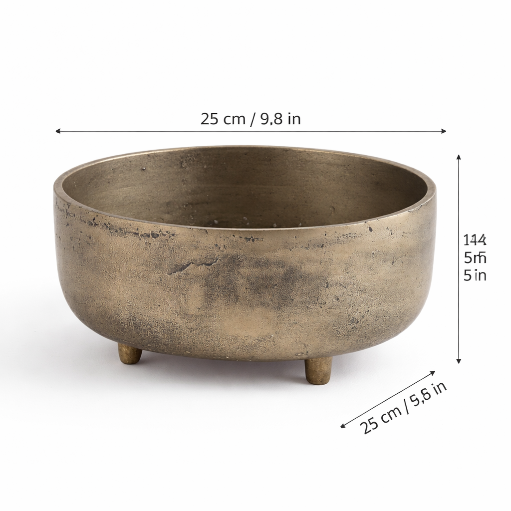 Antique Nickel Aluminium Bowl Modern Decorative Centerpiece