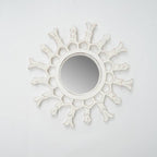 Hand-Carved Metallic Wood Sunburst Wall Mirror