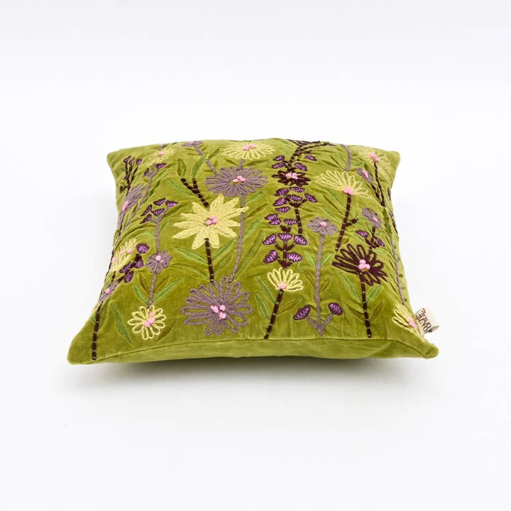 Velvet Cotton Cushion- Sea Green- 45x45 cm