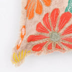 Embroidered Cotton Cushion- Neon Floral Design- 45x45 cm
