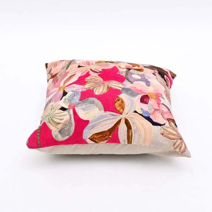 Printed Cotton Cushion- Floral Design- 45x45 cm