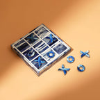 Handcrafted Blue Bone Inlay Tic Tac Toe Game Decor Set