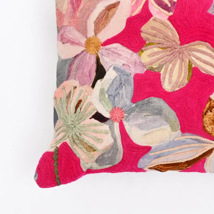 Printed Cotton Cushion- Floral Design- 45x45 cm