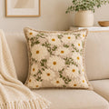 Embroidered Cotton Cushion- Flora Daisy Design- 45x45 cm