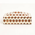 Handcrafted Diamond Pattern Bone Inlay Storage Box Brown