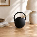 Modern Black Iron Vase | Decorative Handle Tabletop Accent