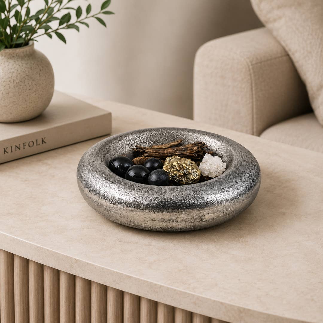Antique Nickel Aluminium Decorative Bowl | Modern Serving