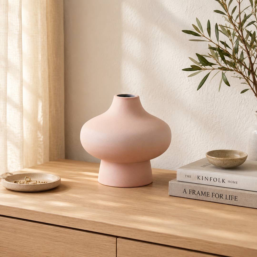 Modern Aluminium Vase | Ivory Sculptural Decorative Accent