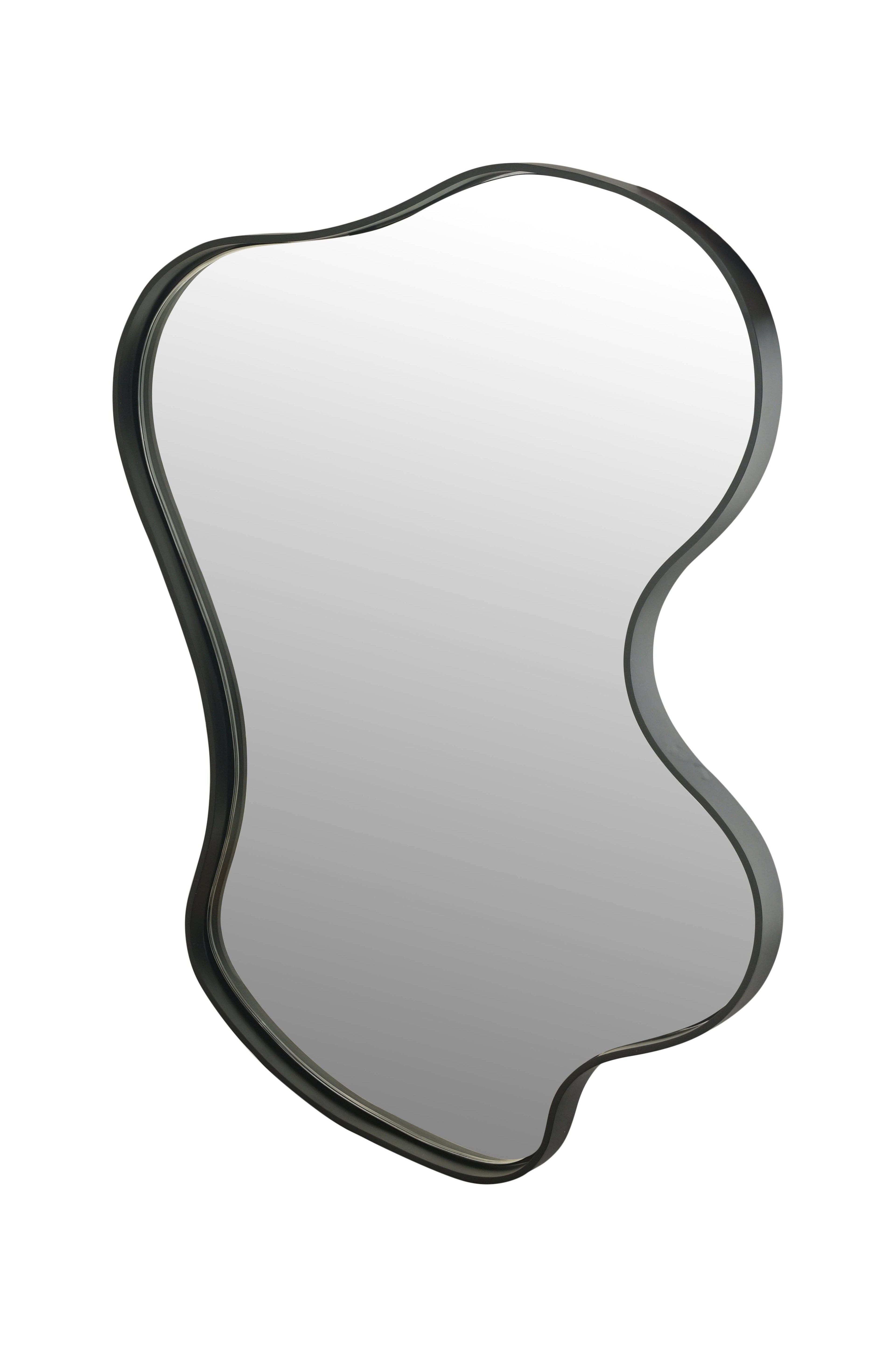 Freeform Wave Wall Mirror | Black Metal Frame 192cm