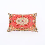 Floral Printed & Embroidered Cotton Lumbar Cushion- 40x60 cm