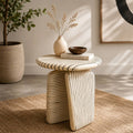 Modern Aluminium Side Table | Ivory Ribbed Accent Table