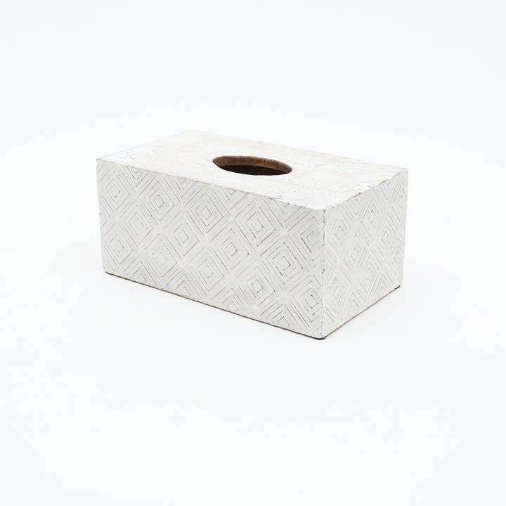 Ronald White Mango Wood Tissue Box Cover