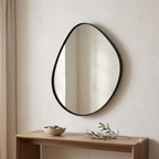Organic Pebble Wall Mirror | Black Metal Frame 130cm