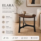 Round Wood Coffee Table with Black Metal Base| Modern Design