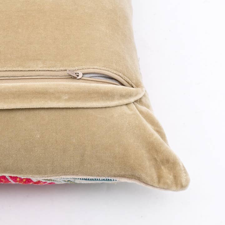 Botanical Floral Cotton Velvet Cushion - 45×45 cm