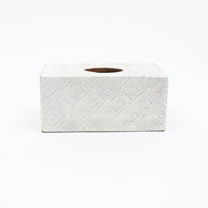Ronald White Mango Wood Tissue Box Cover