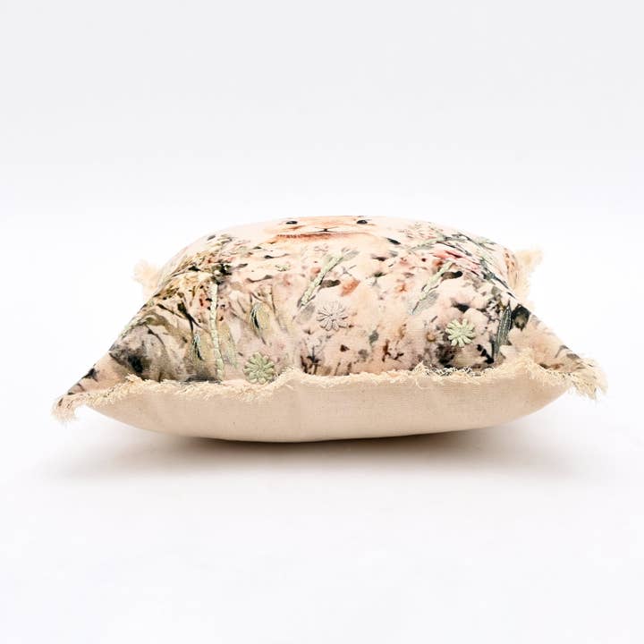 Embroidered Cotton Cushion- Bunny Floral Design- 45x45 cm