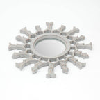 Hand-Carved Metallic Wood Sunburst Wall Mirror