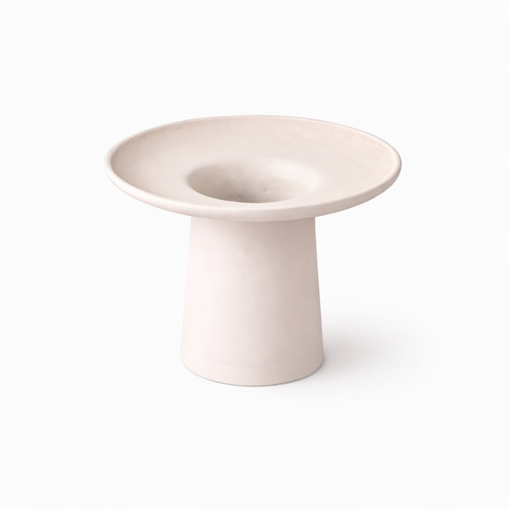 Modern Aluminium Pedestal Vase -Ivory Decorative Centerpiece
