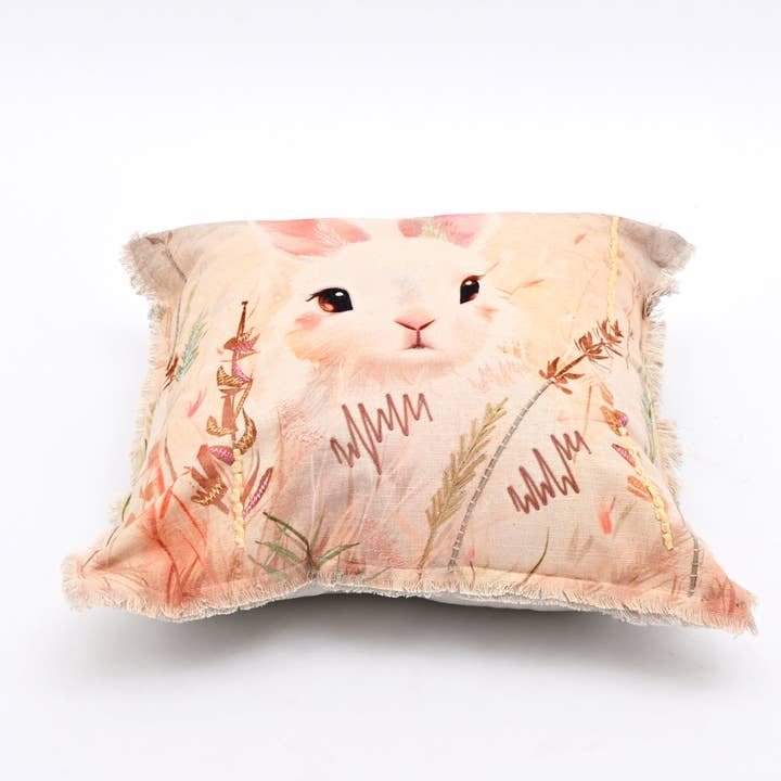 Embroidered Cotton Cushion- Alina Rabbit Design- 45x45 cm