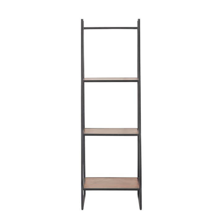 Modern Mango Wood Step Shelf with Black Metal Frame