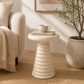 Modern Aluminium Side Table | Beige Sculptural Accent Table