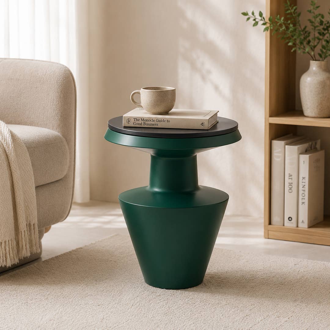Compact Green Metal Side Table Modern Accent Décor