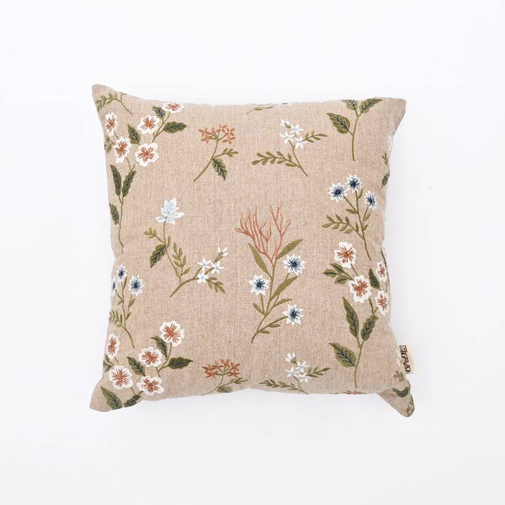 Embroidered Cotton Cushion- Tulip Floral Design- 45x45 cm
