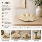 Modern Aluminium Decorative Tray | Beige Flower Centerpiece