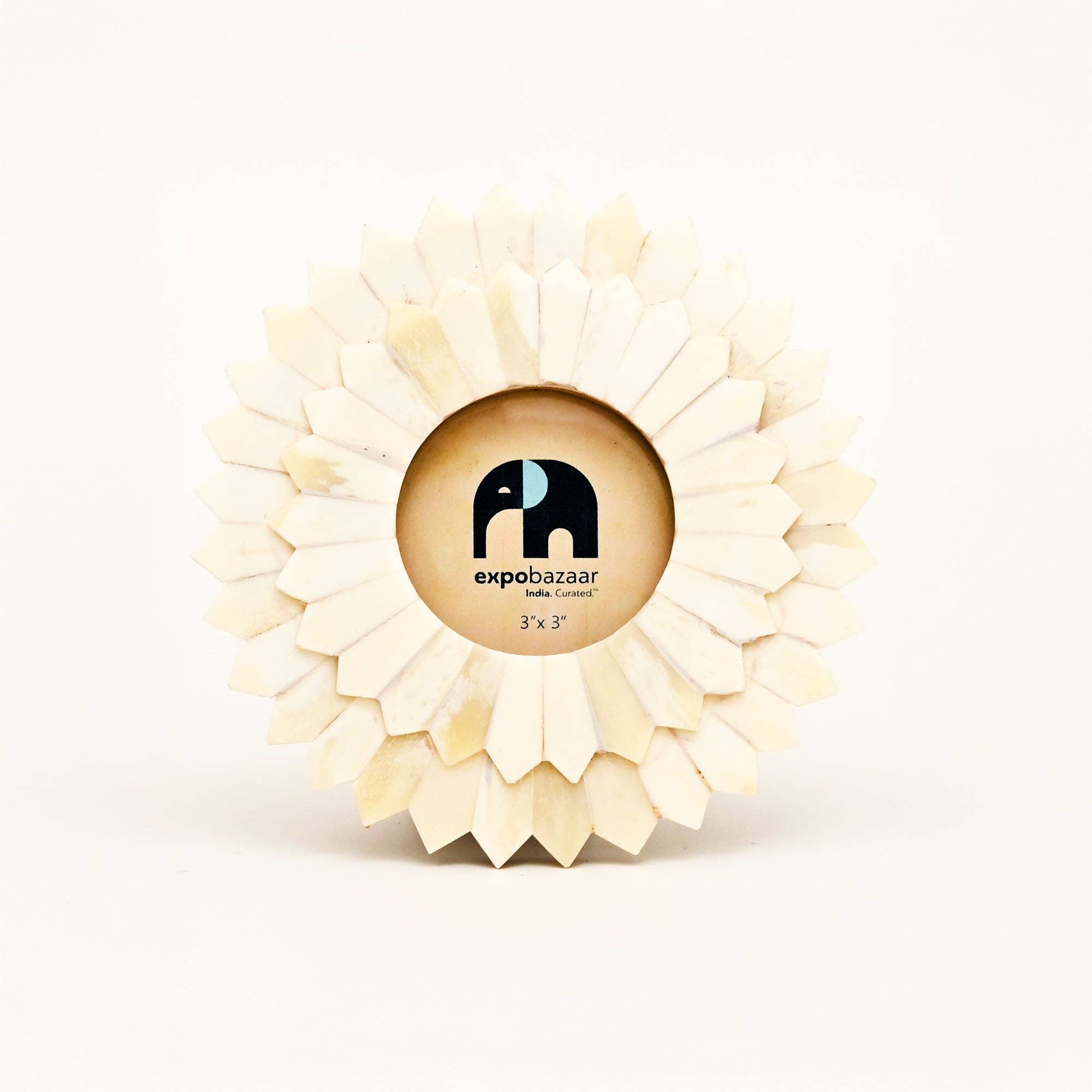 Bone Inlay Sunflower Photo Frame 3x3 Handcrafted White