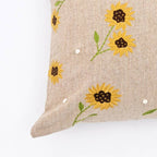Embroidered Cotton Cushion- Sunflower Design- 45x45 cm