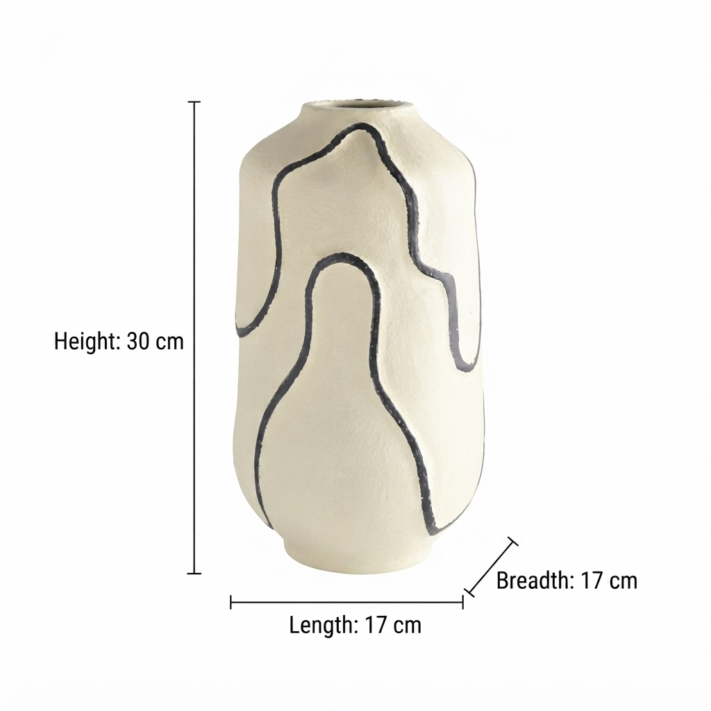 Modern Aluminium Decorative Vase | Cream Abstract Design