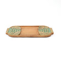 Green Wash Carved Grapes Wooden Serving Board