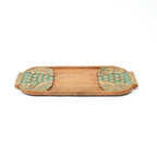 Green Wash Carved Grapes Wooden Serving Board