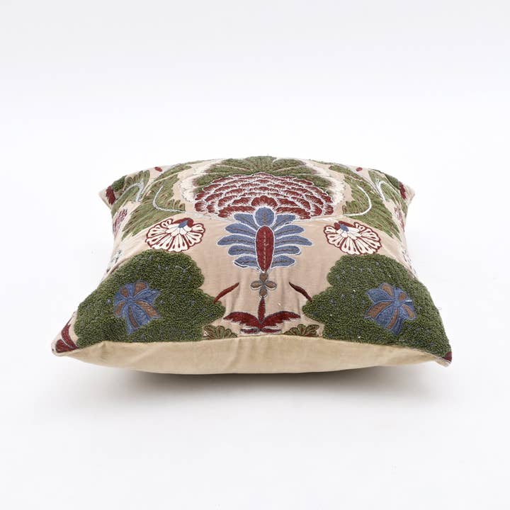 Hand-Embroidered Cotton Velvet Cushion 45×45 cm