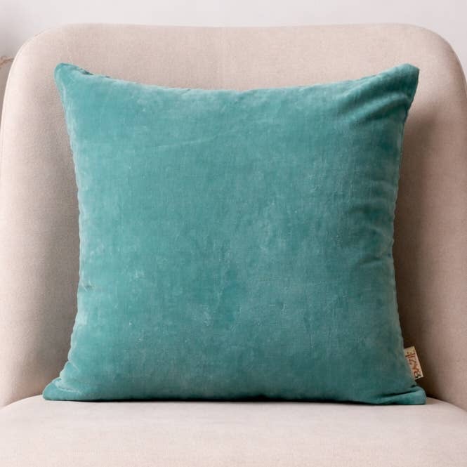 Velvet Cotton Cushion- Vespa Teal- 45x45 cm