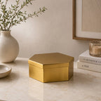 Gold Hexagon Iron Storage Box | Modern Decorative Organizer