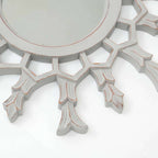Hand-Carved Metallic Wood Sunburst Wall Mirror