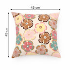 Printed Cotton Cushion- Retro Floral Design- 45x45 cm