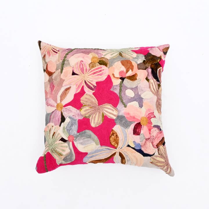 Printed Cotton Cushion- Floral Design- 45x45 cm