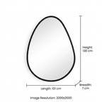 Organic Pebble Wall Mirror | Black Metal Frame 130cm
