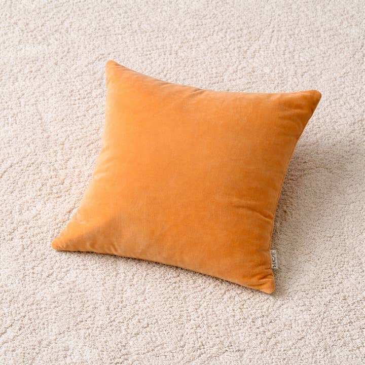 Velvet Cotton Cushion- Ochre Mustard- 45x45 cm