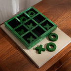 Green Resin Tic Tac Toe Game Set Handcrafted Decor Piece