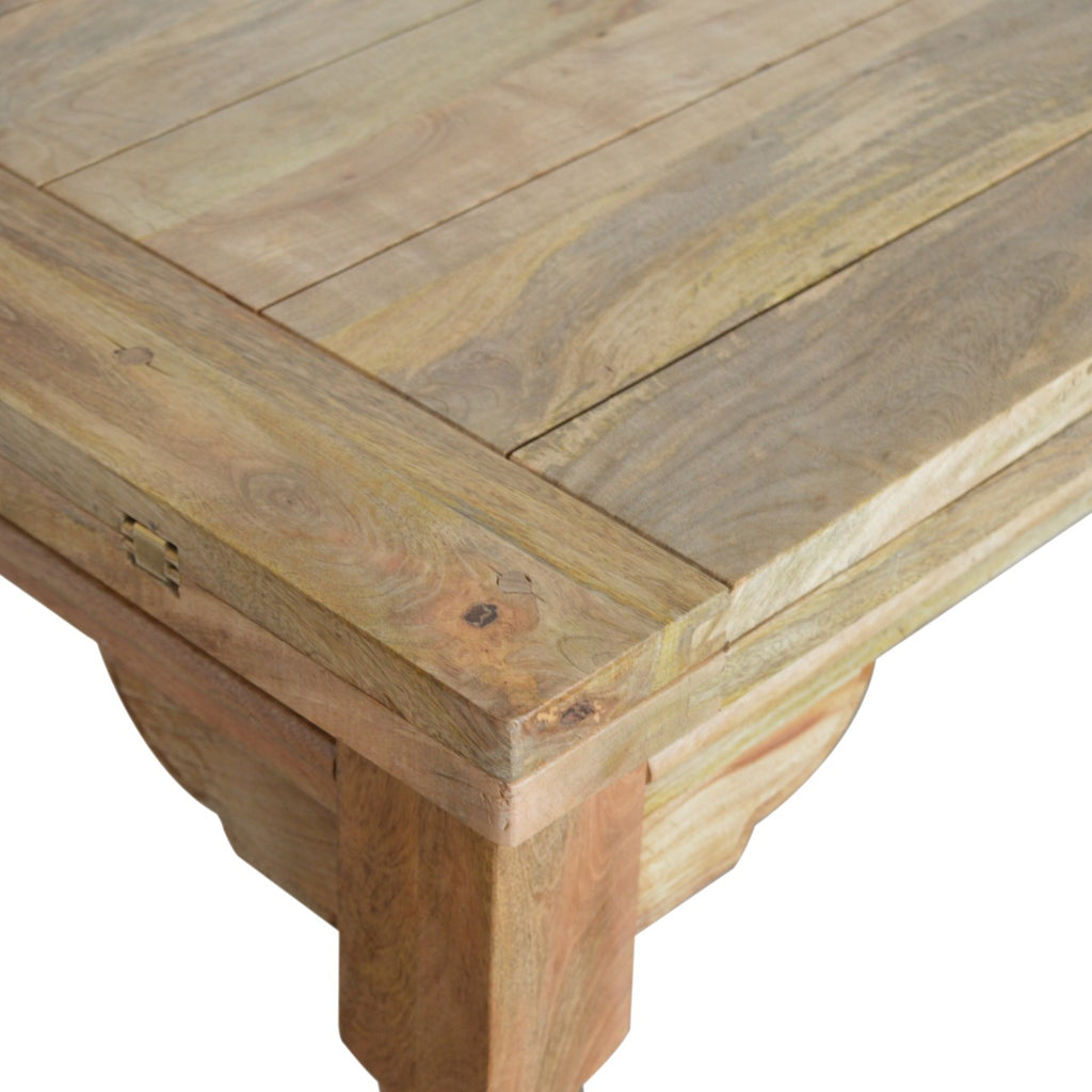 Handcrafted Solid Mango Wood Dining Table – Oak-ish Finish, Butterfly Extension