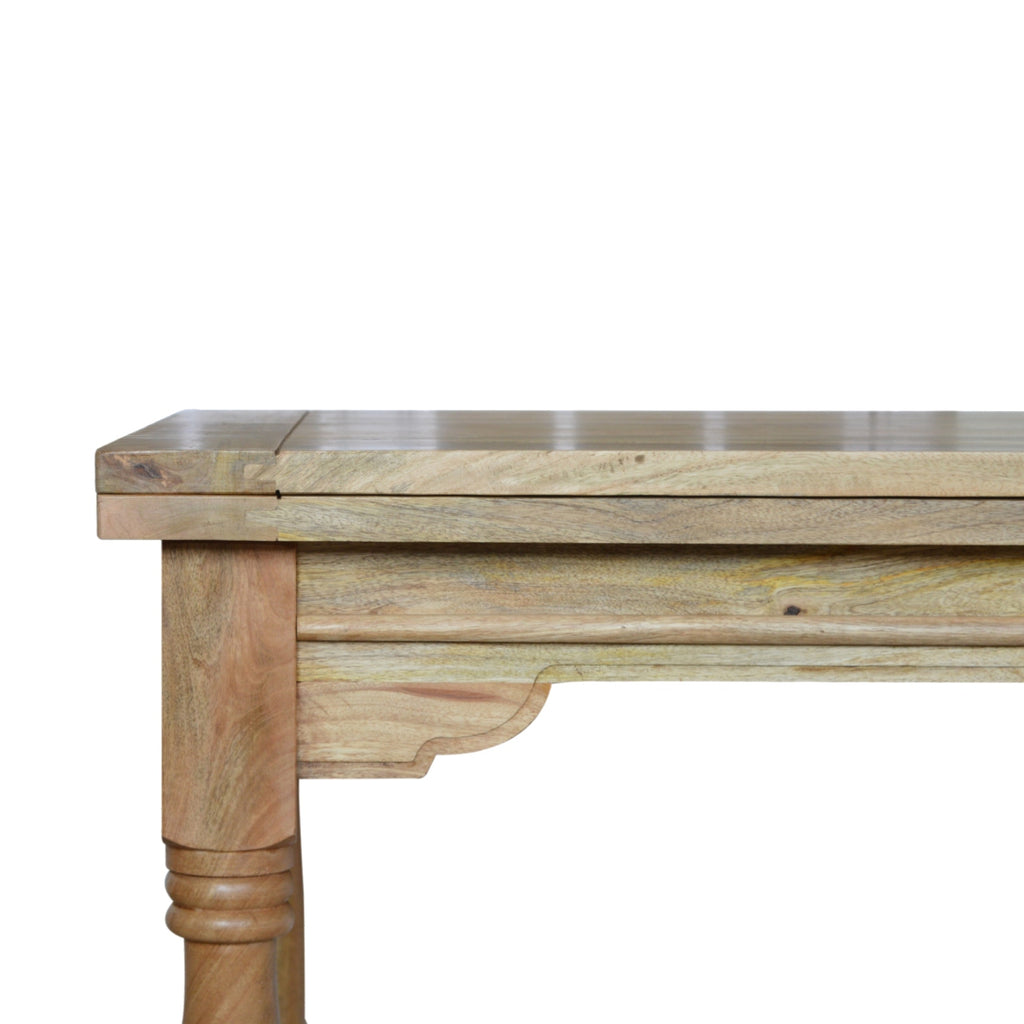 Handcrafted Solid Mango Wood Dining Table – Oak-ish Finish, Butterfly Extension
