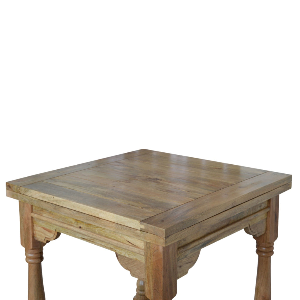 Handcrafted Solid Mango Wood Dining Table – Oak-ish Finish, Butterfly Extension