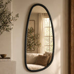 Abstract Wall Mirror in Black Wash Mango Wood