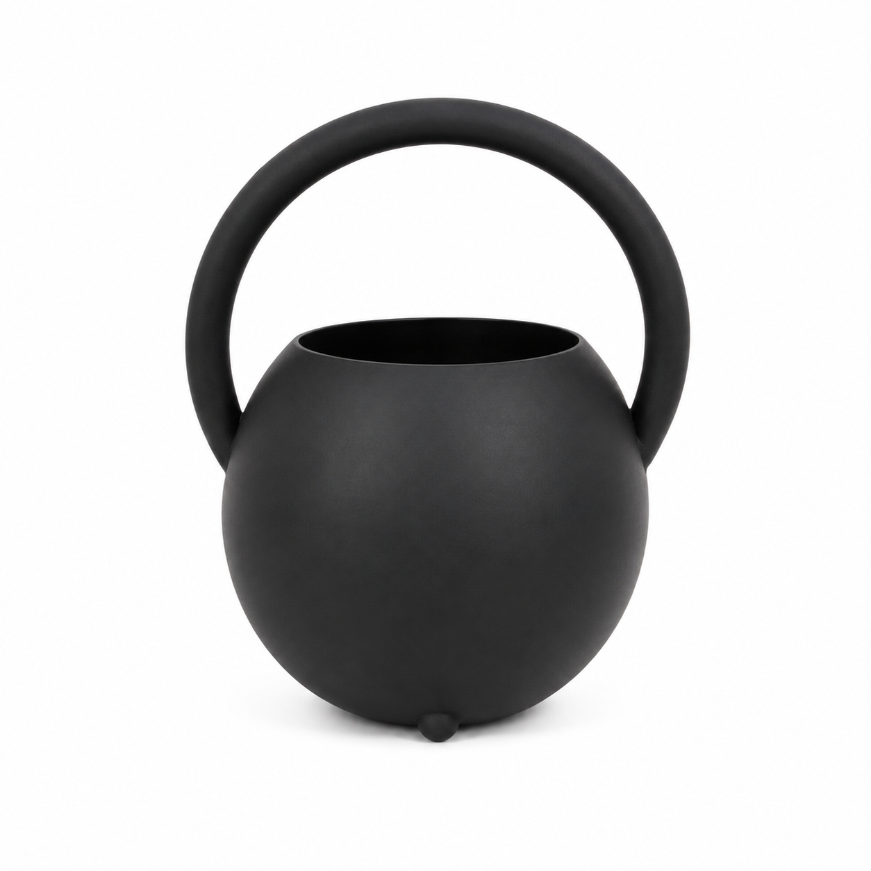 Modern Black Iron Vase | Decorative Handle Tabletop Accent