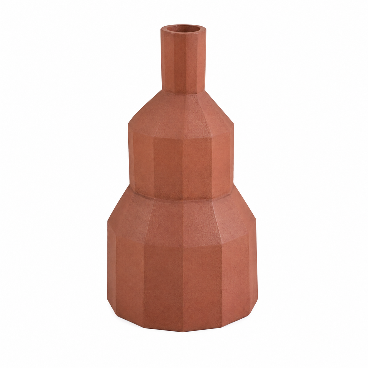 Terracotta Aluminium Vase | Modern Geometric Table Decor