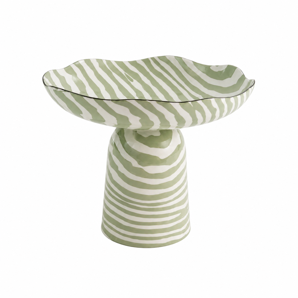 Modern Iron Decorative Bowl | Enamel Printed Pedestal Bowl